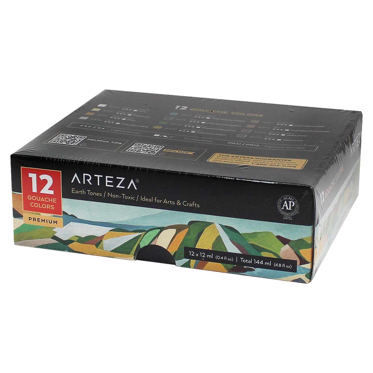 Arteza Gouache Art Paint Set, Earth Tones, 12ml - 12 Pack