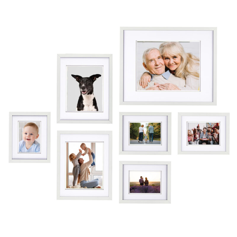 Gallery Perfect Set of 7 White Wooden Photo Frames