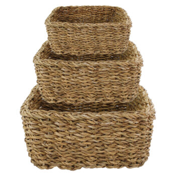 Set of 3 Square Seagrass Storage Baskets
