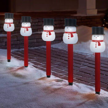 Solar Powered LED Snowman Christmas Garden Stake Lights