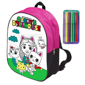 Dreamworks Gabby's Dollhouse Colouring Backpack with 5 Markers
