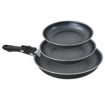 3 Piece Non Stick Frying Pan Set with Detachable Handle
